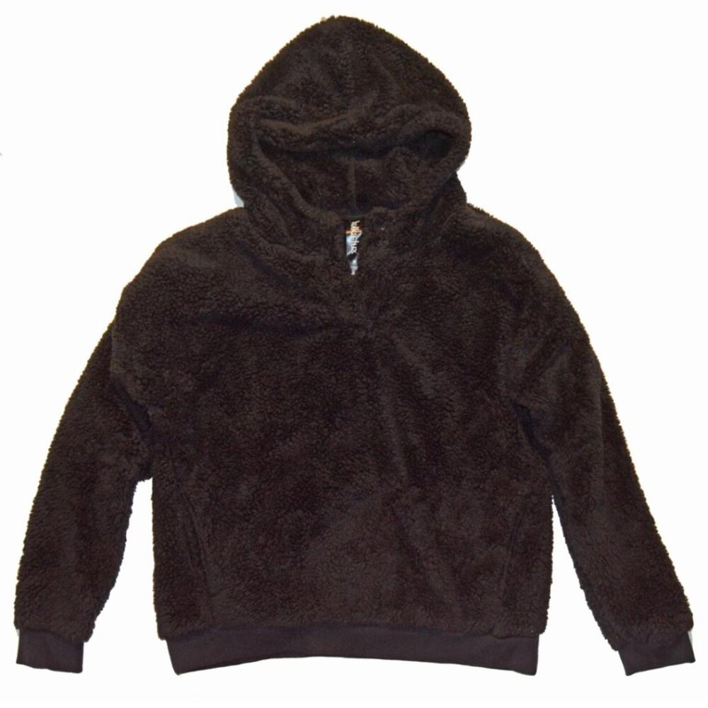 Lukka Lux NWT Womens Black Soft Plush Sherpa Hoodie Pullover Medium